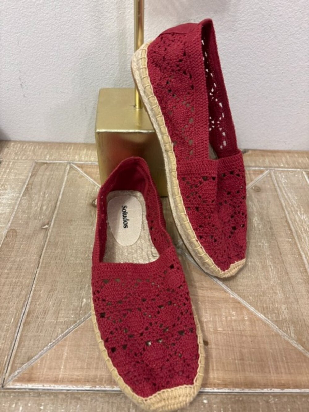 NWOT Soludos Original Crochet Espadrilles Reef Red Sizes 7, 8, 9, 10